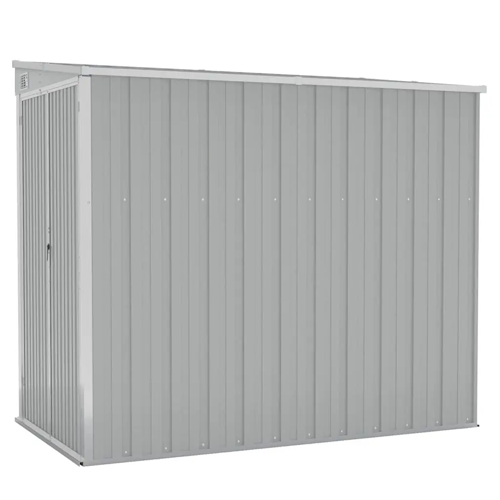 Wall-Mounted Garden Shed Outdoor Storage Grey Steel Tool Equipment House Locker 118 x 194 x 178 cm