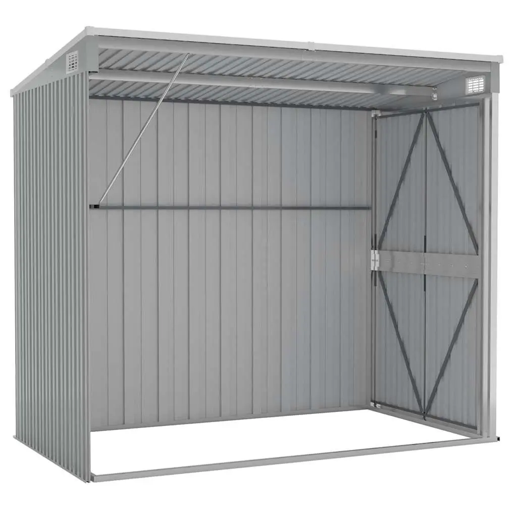 Wall-Mounted Garden Shed Outdoor Storage Grey Steel Tool Equipment House Locker 118 x 194 x 178 cm