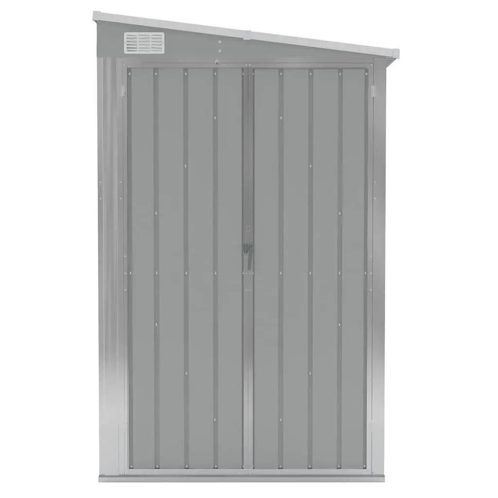 Wall-Mounted Garden Shed Outdoor Storage Grey Steel Tool Equipment House Locker 118 x 194 x 178 cm