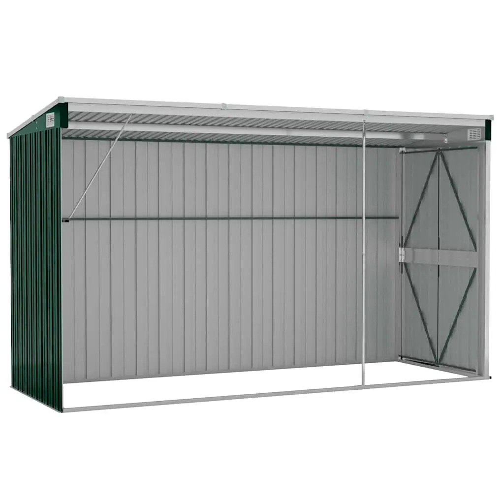Wall-mounted Garden Shed Green 118x288x178 cm Outdoor Storage Galvanised Steel
