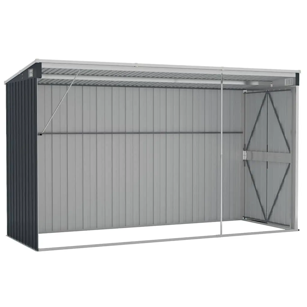 Wall-mounted Garden Shed Outdoor Storage Anthracite Galvanised Steel 118 x 288 x 178 cm