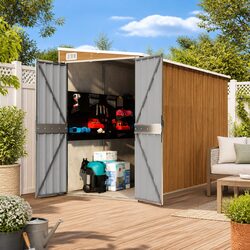 Garden Shed Dimensions 118x288x178cm Brown Galvanised Steel