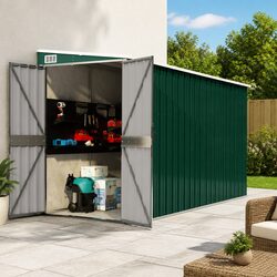 Wall-Mounted Garden Shed: 118x382x178cm in Galvanised Steel