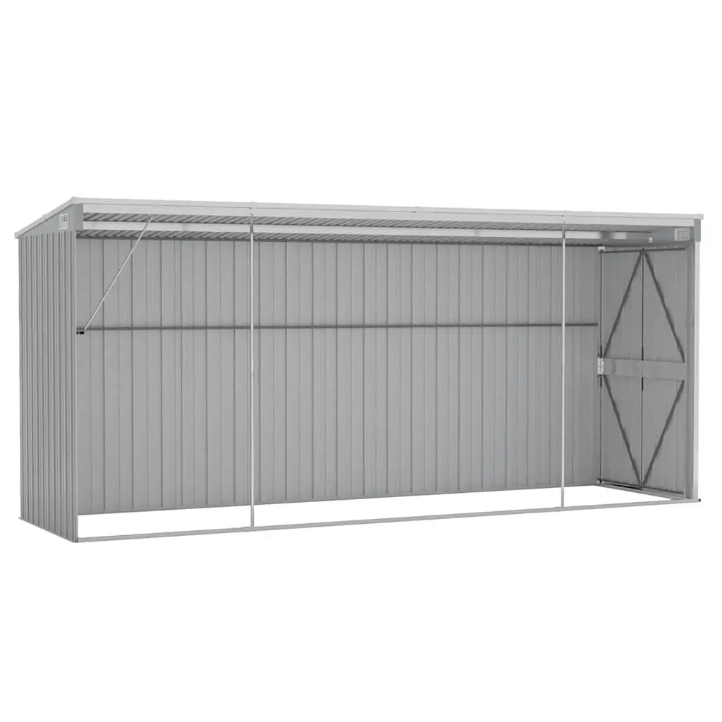 Wall-mounted Garden Shed Storage Outdoor Grey Galvanised Steel 118 x 382 x 178 cm