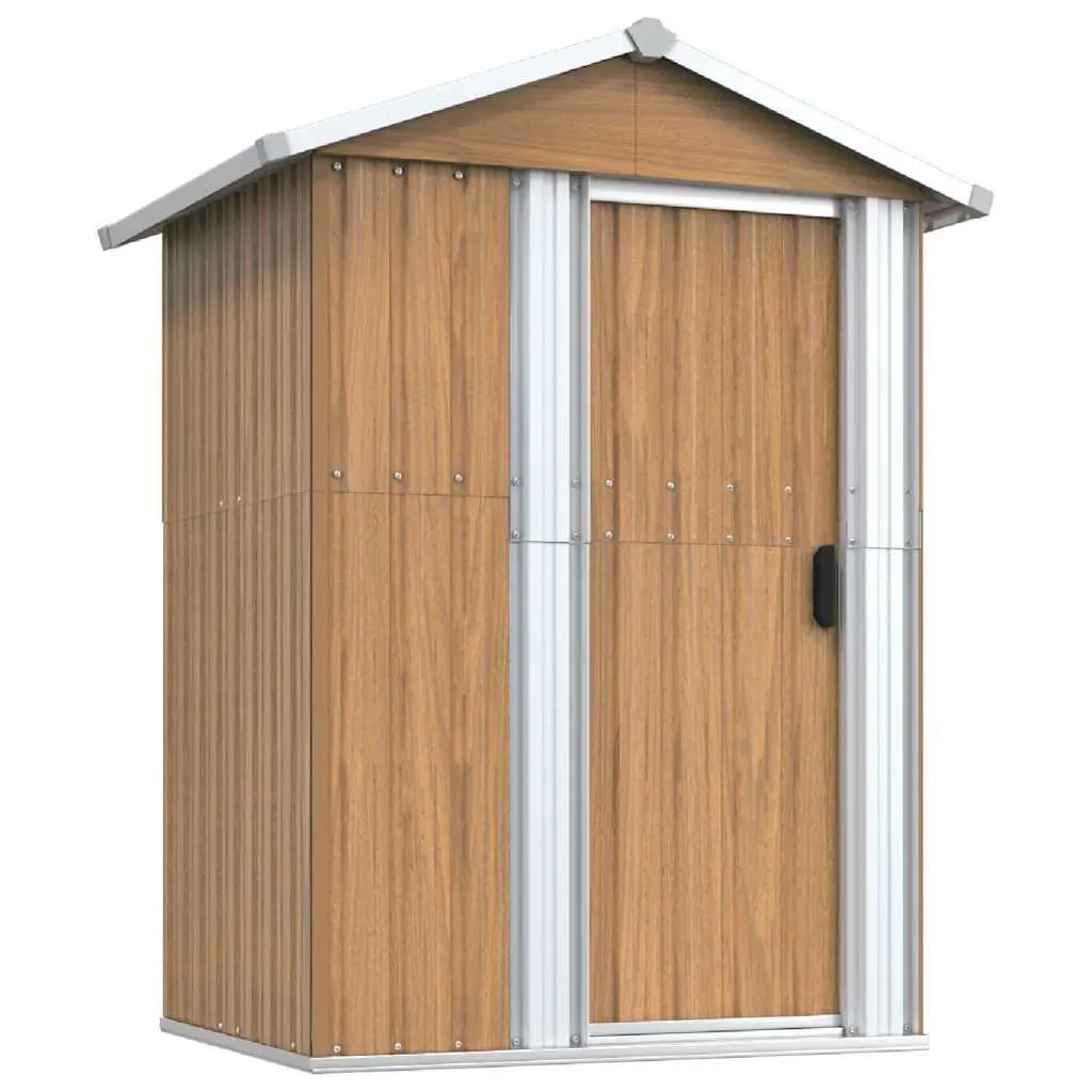 Brown Galvanised Steel Garden Shed Outdoor Storage Tool House 126x97.5x177cm