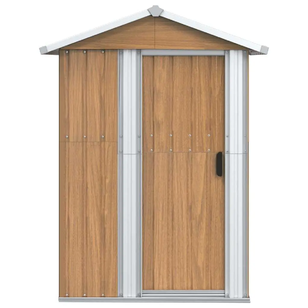 Brown Galvanised Steel Garden Shed Outdoor Storage Tool House 126x97.5x177cm