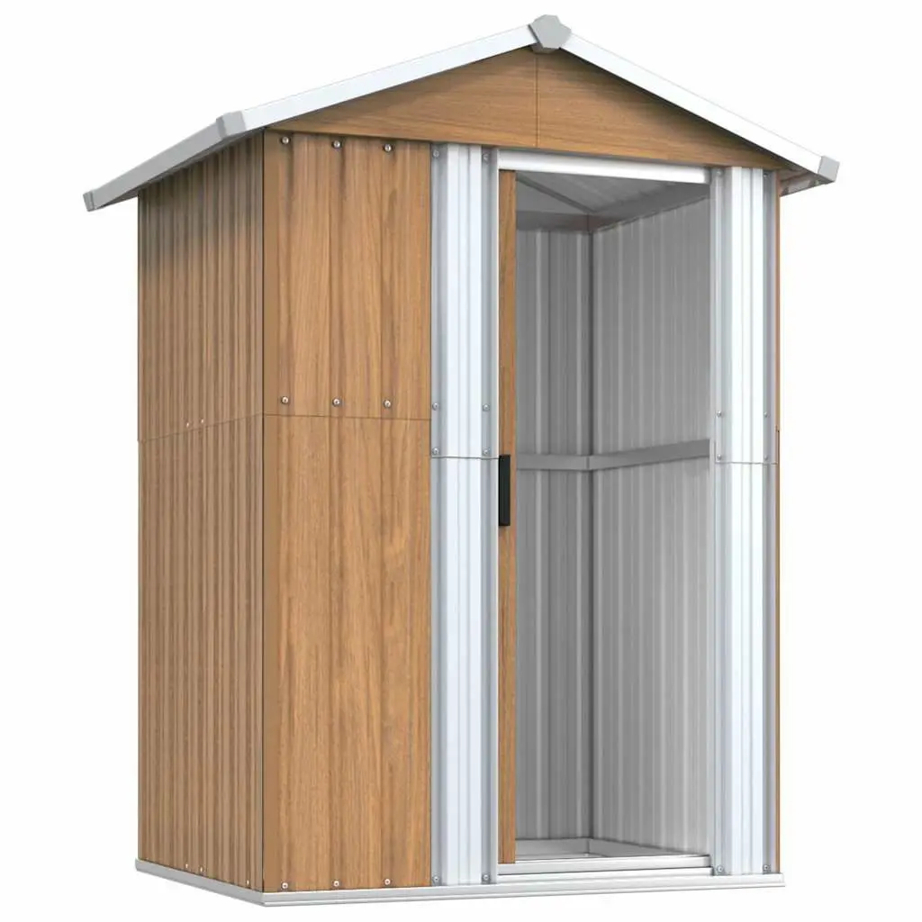 Brown Galvanised Steel Garden Shed Outdoor Storage Tool House 126x97.5x177cm
