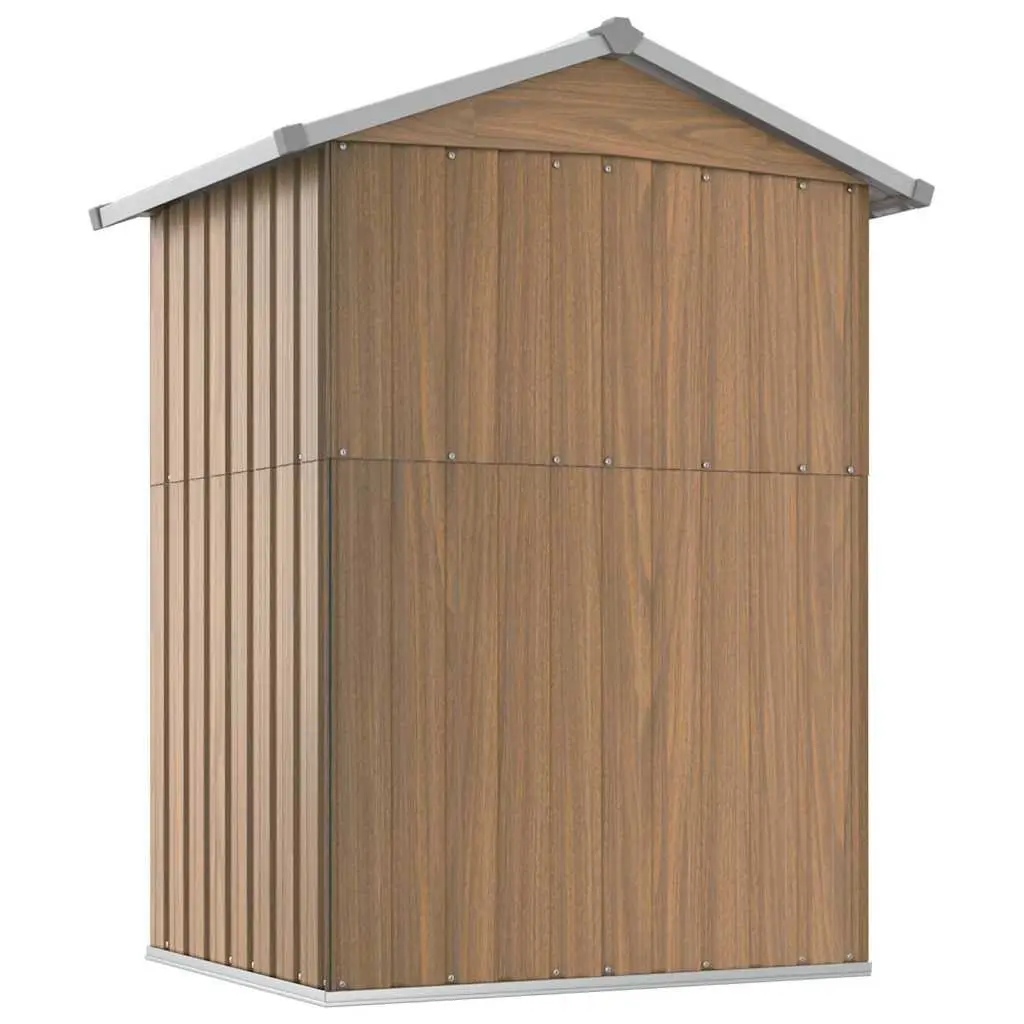 Brown Galvanised Steel Garden Shed Outdoor Storage Tool House 126x97.5x177cm