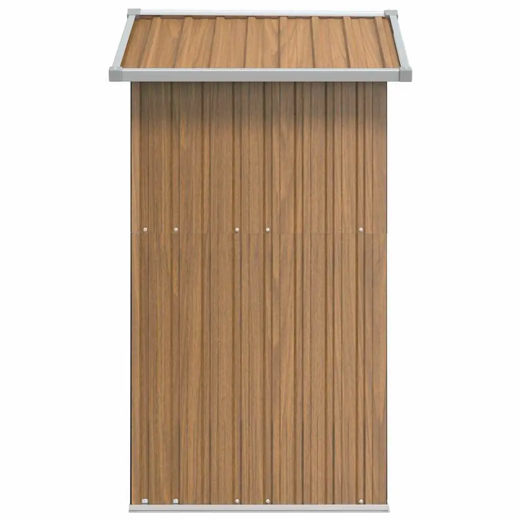Brown Galvanised Steel Garden Shed Outdoor Storage Tool House 126x97.5x177cm