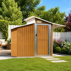 Garden Shed Brown Outdoor Storage Tool House Galvanised Steel 270x130x208.5cm