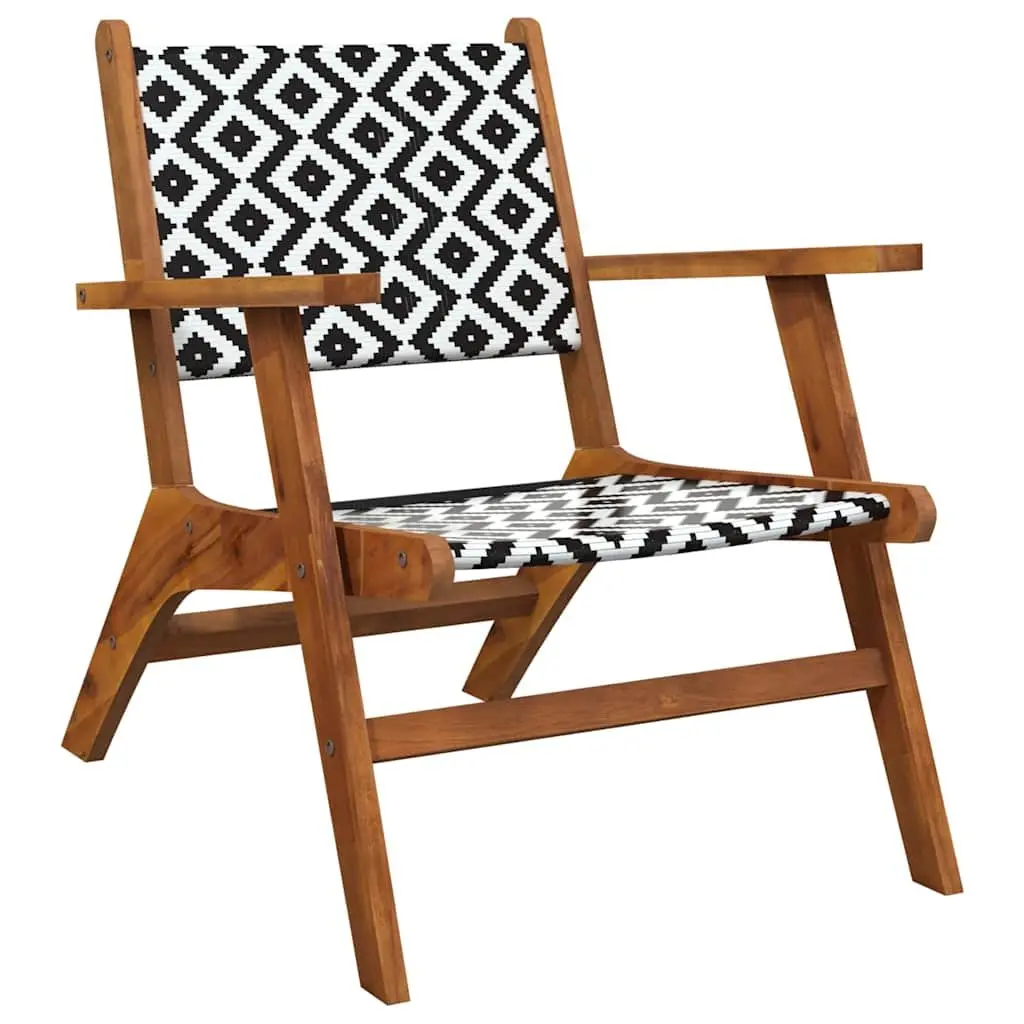 Outdoor Patio Set Acacia Wood Rattan Garden Chairs 2 Pieces Brown