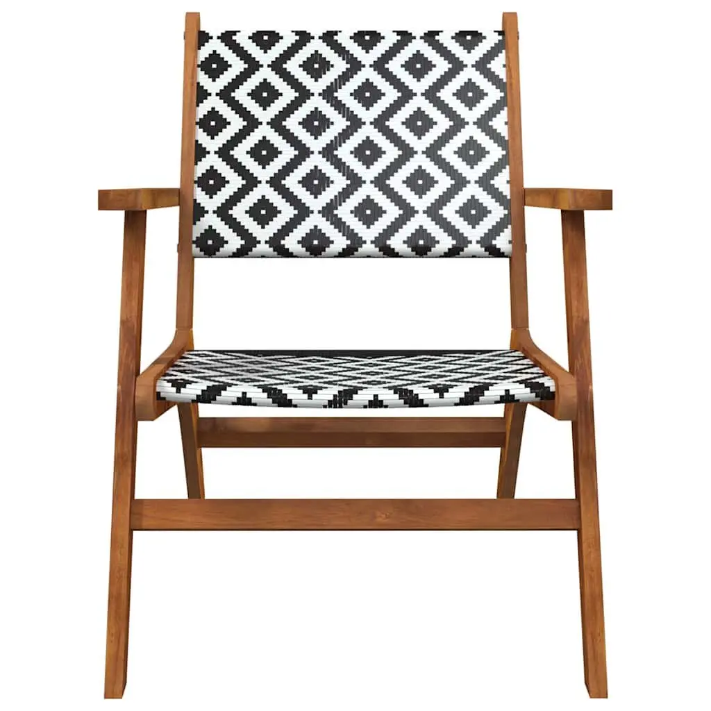 Outdoor Patio Set Acacia Wood Rattan Garden Chairs 2 Pieces Brown
