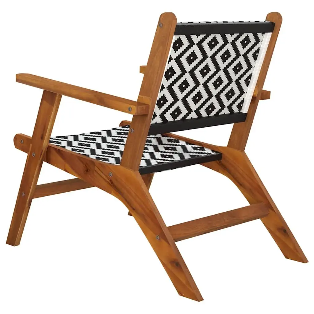 Outdoor Patio Set Acacia Wood Rattan Garden Chairs 2 Pieces Brown