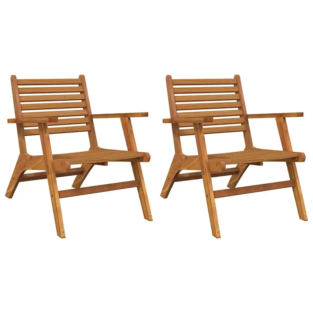 Outdoor Garden Chairs Patio Seating 2 Piece Solid Wood Acacia Brown