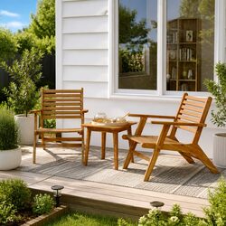 3-Piece Bistro Set: Solid Acacia Wood Outdoor Furniture
