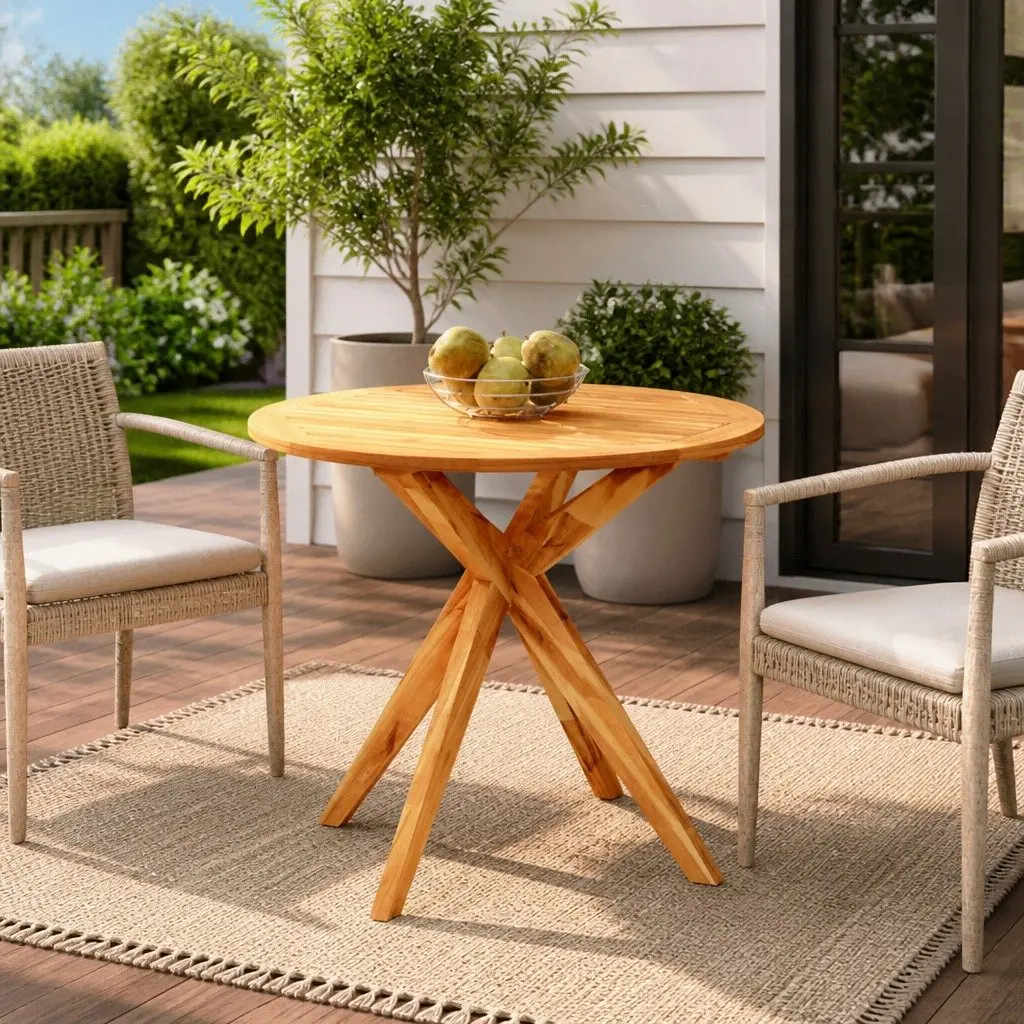 Solid Wood Acacia Garden Table 85x85x75 cm Outdoor Patio Dining Brown Square