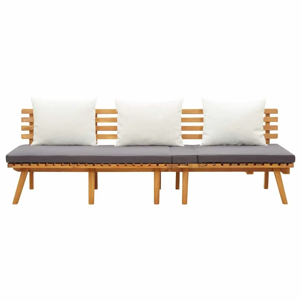 Garden Day Bed Outdoor Lounger 200x65cm Solid Wood Patio Furniture Grey