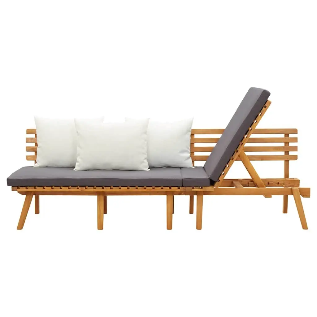 Garden Day Bed Outdoor Lounger 200x65cm Solid Wood Patio Furniture Grey