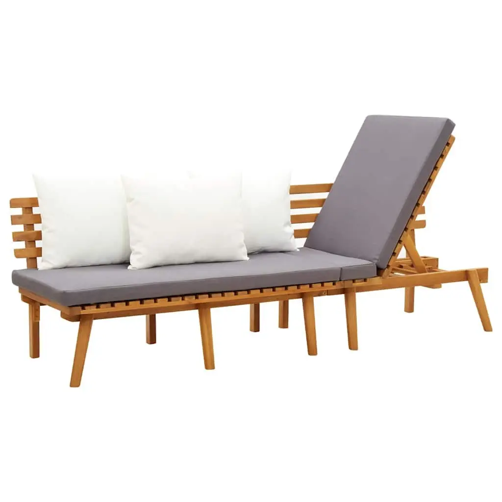 Garden Day Bed Outdoor Lounger 200x65cm Solid Wood Patio Furniture Grey