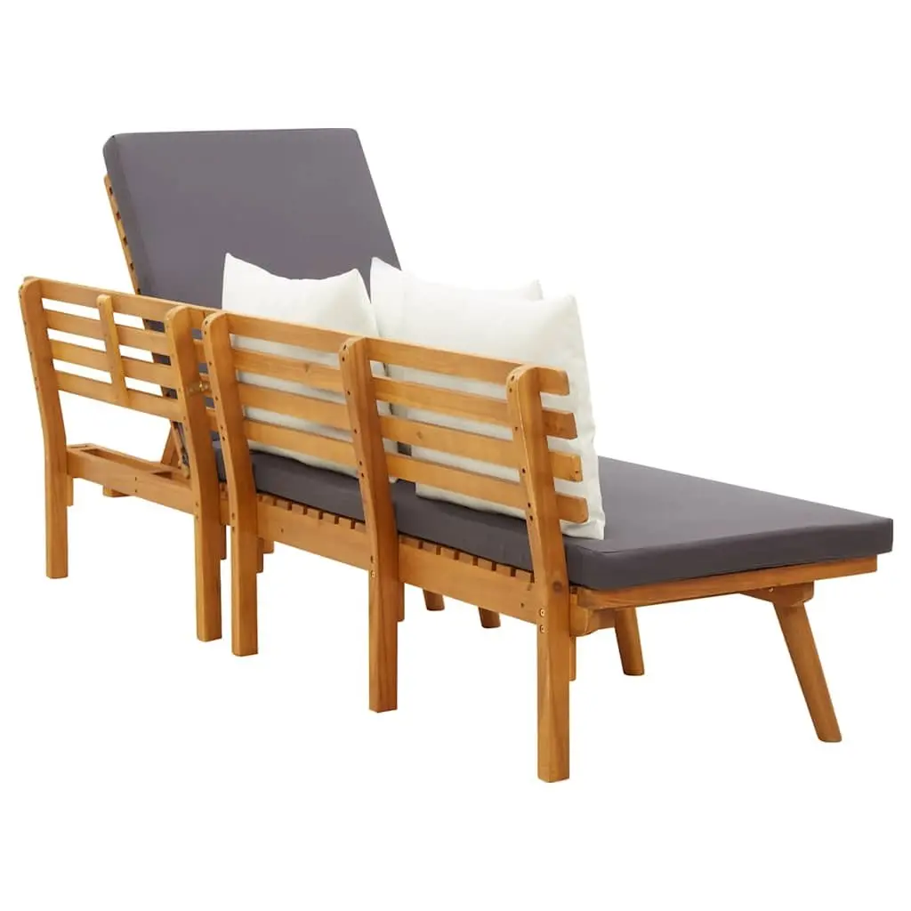 Garden Day Bed Outdoor Lounger 200x65cm Solid Wood Patio Furniture Grey