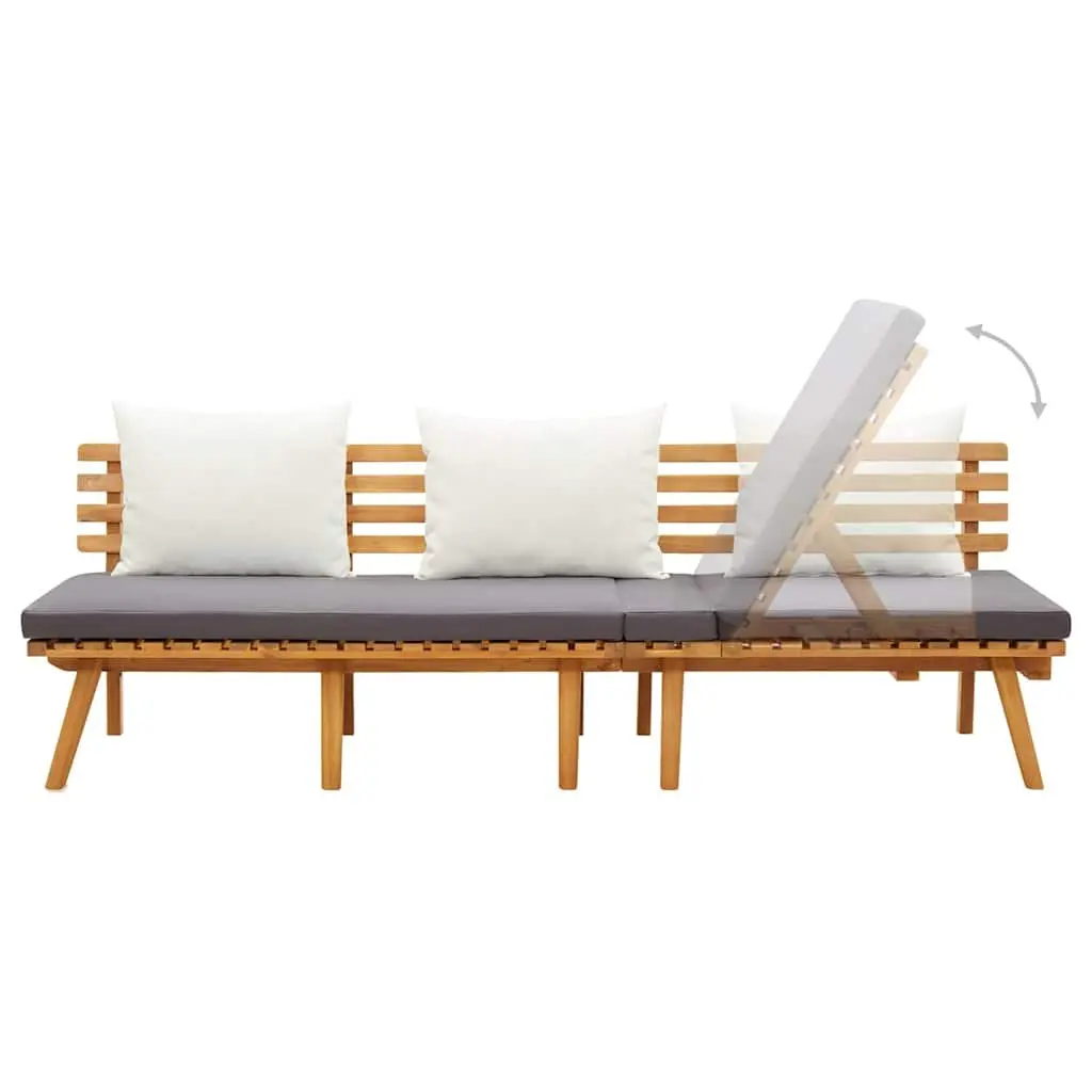 Garden Day Bed Outdoor Lounger 200x65cm Solid Wood Patio Furniture Grey