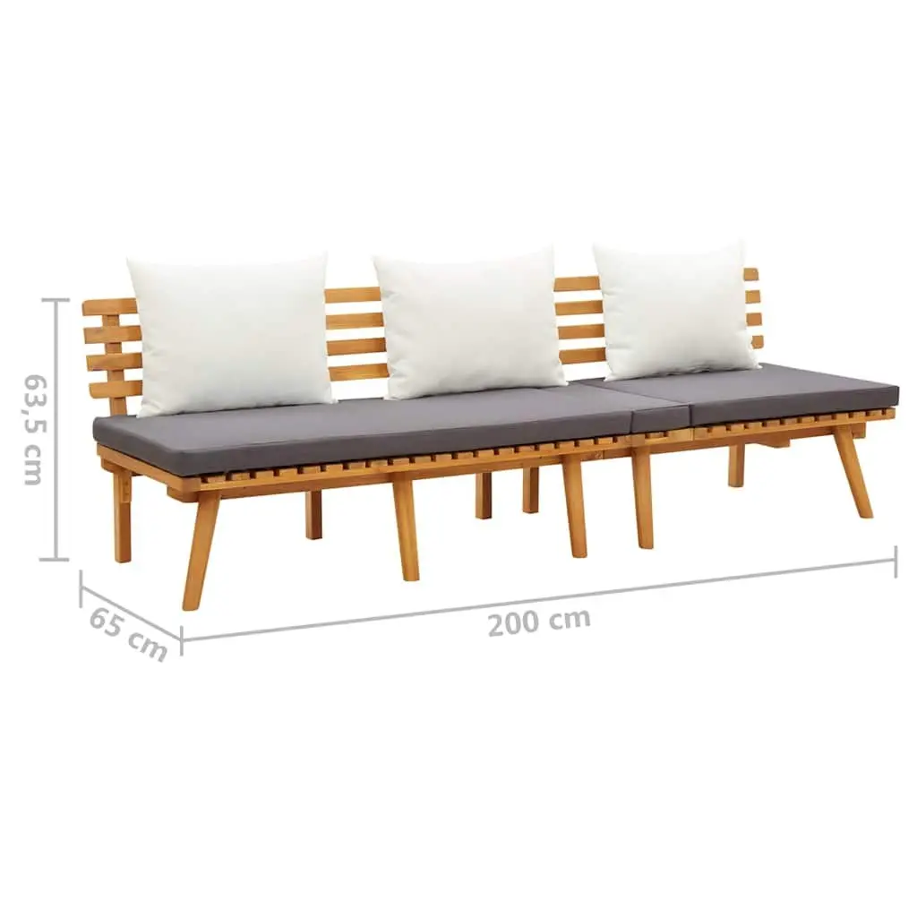 Garden Day Bed Outdoor Lounger 200x65cm Solid Wood Patio Furniture Grey