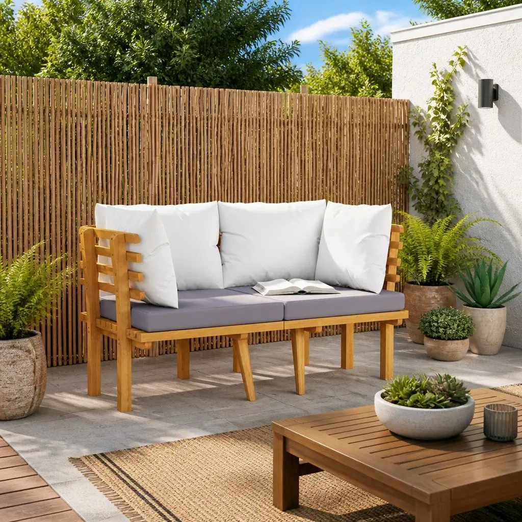 2-Seater Garden Sofa for Patio Terrace or Garden with Cushions Grey