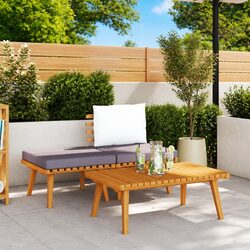3 Piece Outdoor Lounge Set: Solid Acacia Wood & Cushions