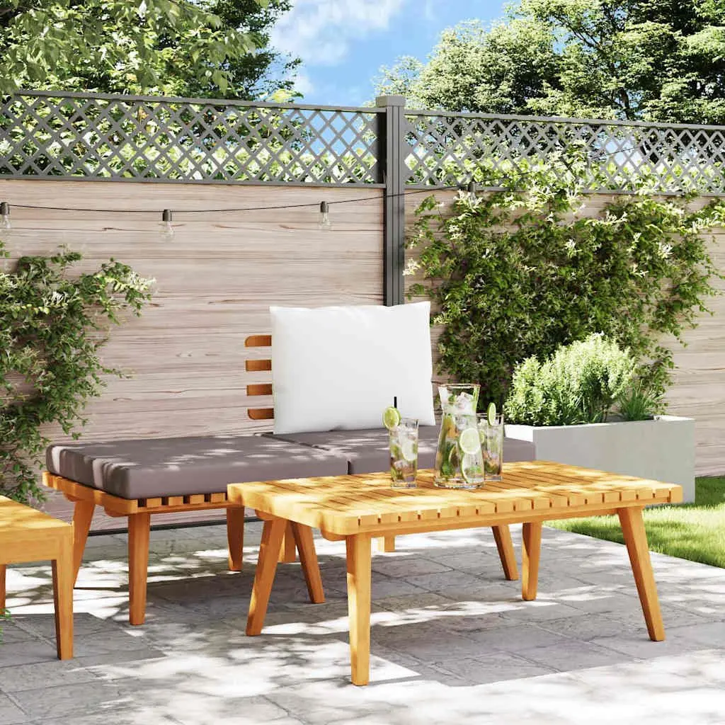 3 Piece Outdoor Lounge Set for Patio Garden Solid Wood with Grey Cushions