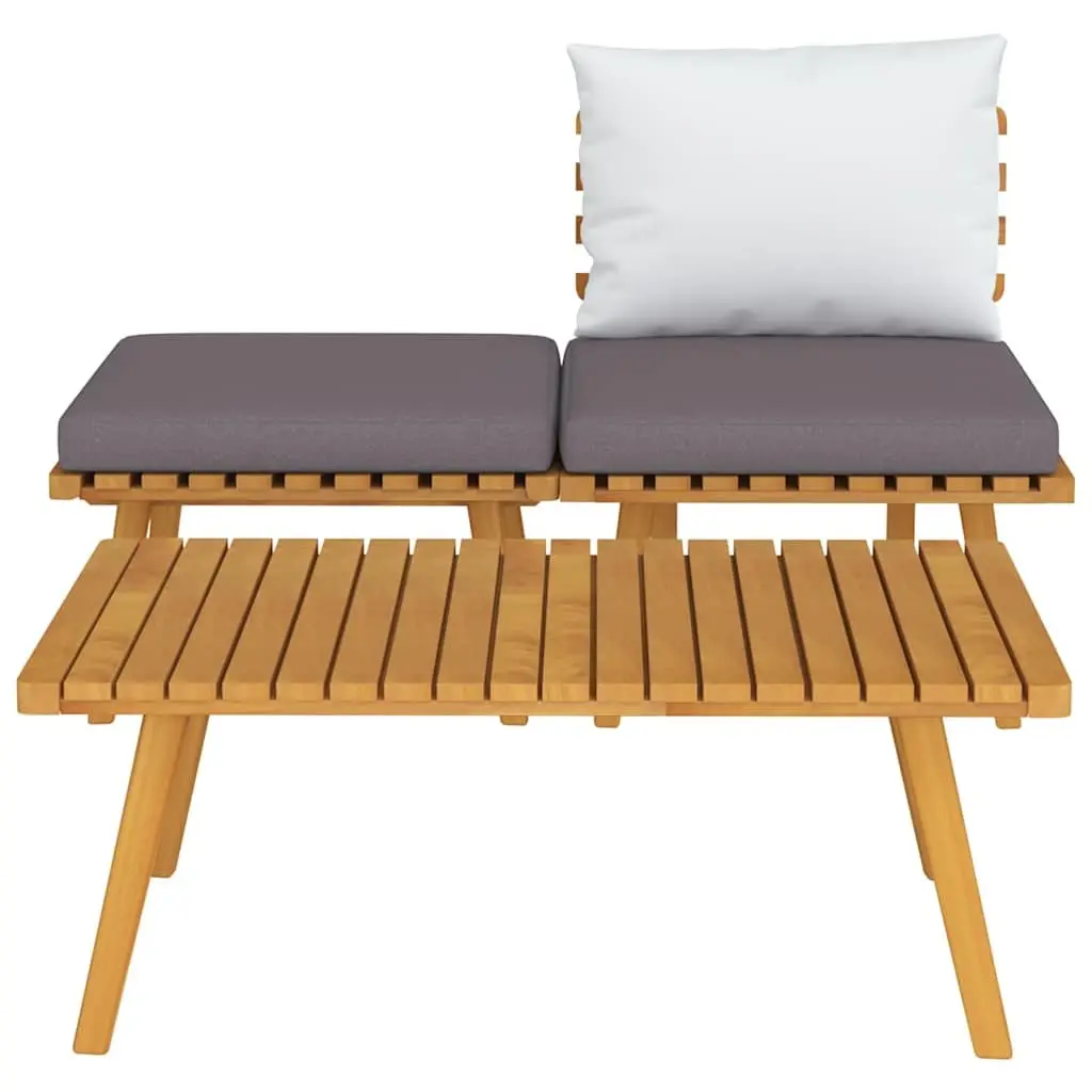 3 Piece Outdoor Lounge Set for Patio Garden Solid Wood with Grey Cushions