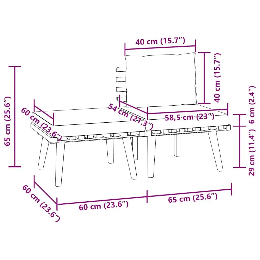 3 Piece Outdoor Lounge Set for Patio Garden Solid Wood with Grey Cushions