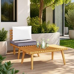 Garden Lounge Set: 2-Piece Grey Cushioned Sofa