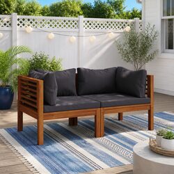 Outdoor Corner Sectional Sofa Set - 2 Piece Acacia Wood