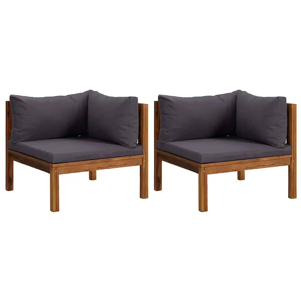 Outdoor Corner Sectional Sofa Set for Garden 2 Piece Grey Cushions