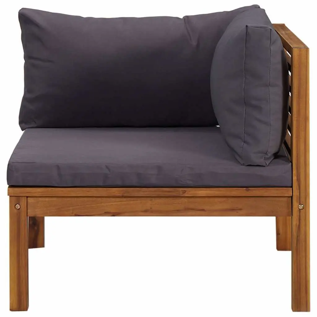 Outdoor Corner Sectional Sofa Set for Garden 2 Piece Grey Cushions