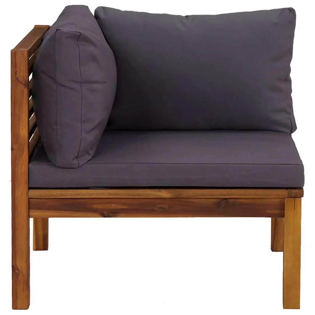 Outdoor Corner Sectional Sofa Set for Garden 2 Piece Grey Cushions