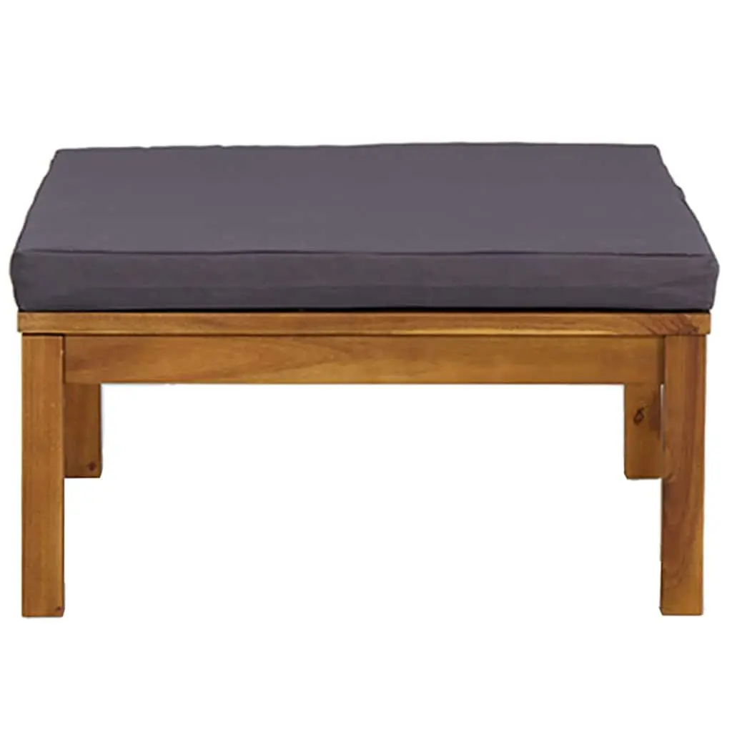 Outdoor Lounge Set Acacia Wood with Grey Cushions Coffee Table 3 Piece for Garden and Patio Relaxation