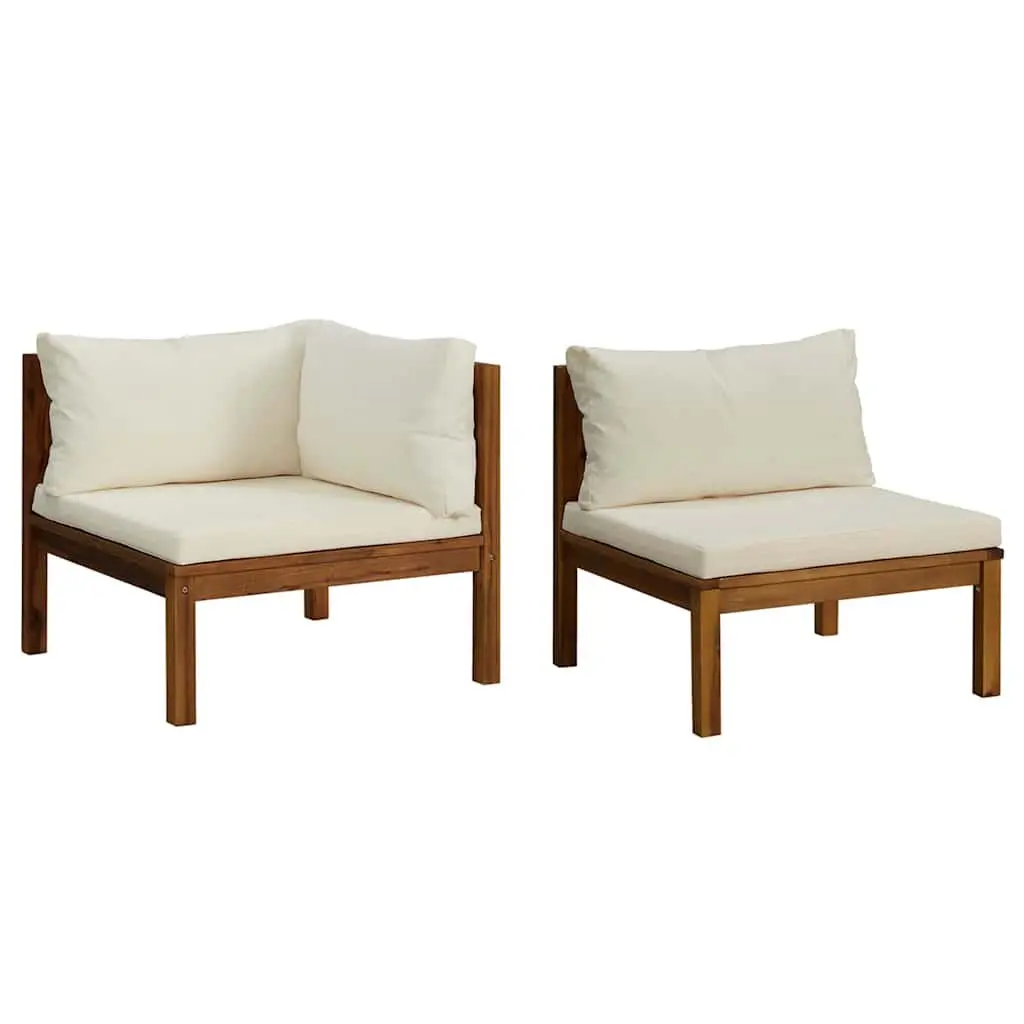 Outdoor Sectional Sofa 2 Piece Set with Padded Cushions Acacia Wood Lounge