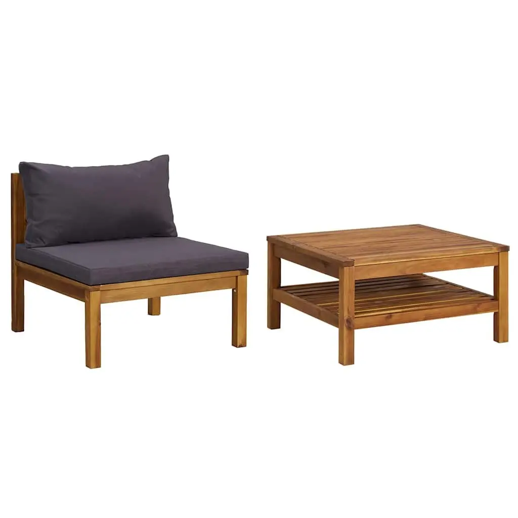 Garden Sofa Set 2 Piece Sectional Outdoor Use with Padded Cushions and Integrated Table
