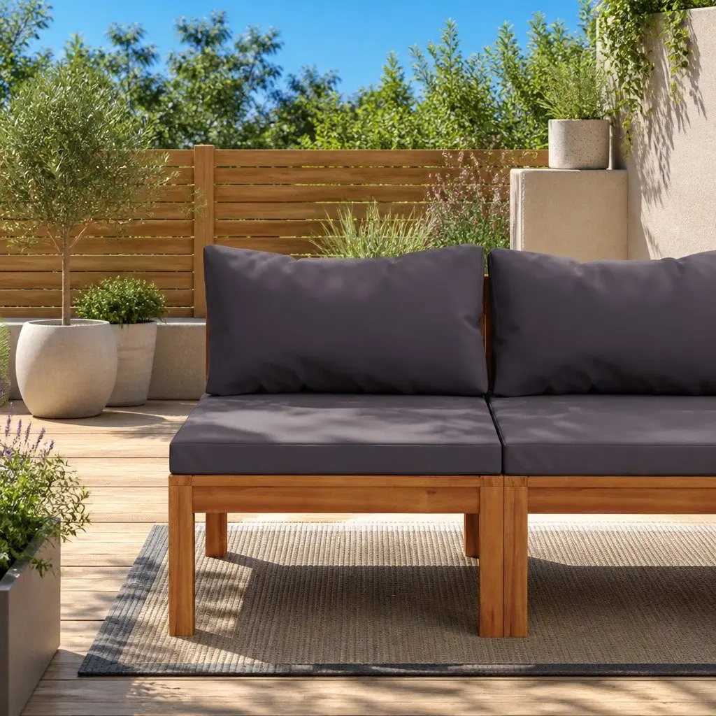 Outdoor Sectional Middle Sofa for Garden Size with Grey Cushions