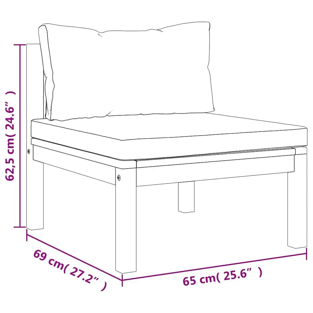 Outdoor Sectional Middle Sofa for Garden Size with Grey Cushions
