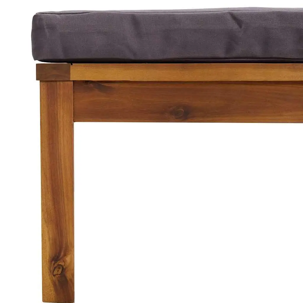 Outdoor Footrest for Garden Lounge with Grey Cushion Solid Acacia Wood