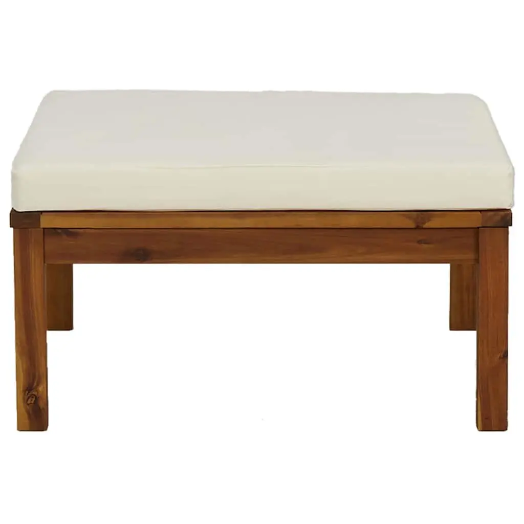 Outdoor Footrest Garden Lounge Solid Acacia Wood with Cushion