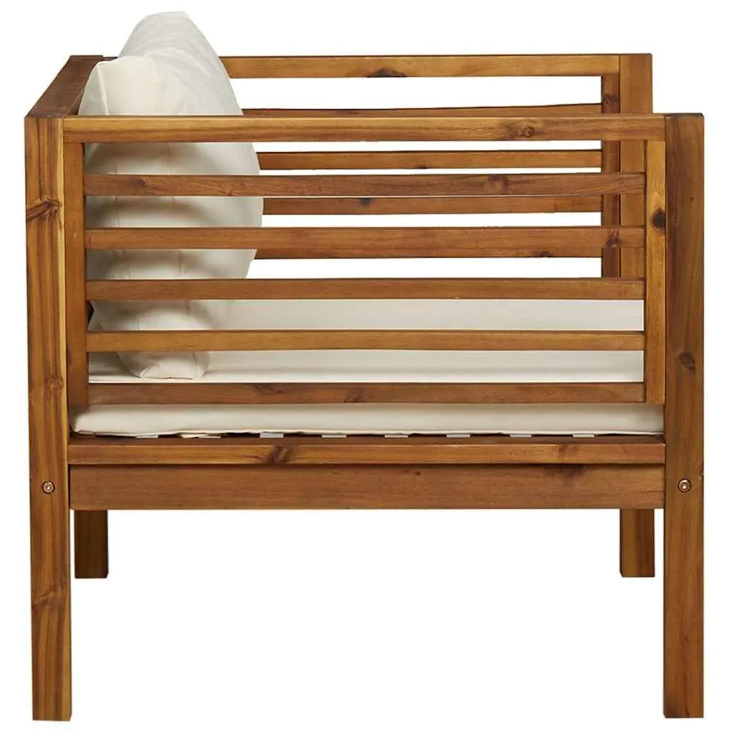 Garden Chair Outdoor Use Solid Acacia Wood with Cream White Cushions