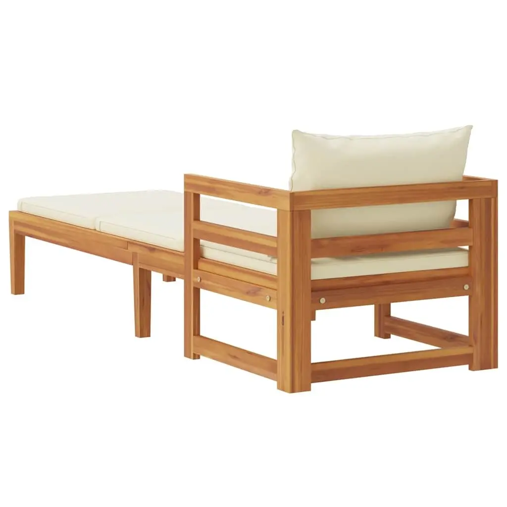 Outdoor Sun Lounger Garden Sunbed with Cream White Cushions