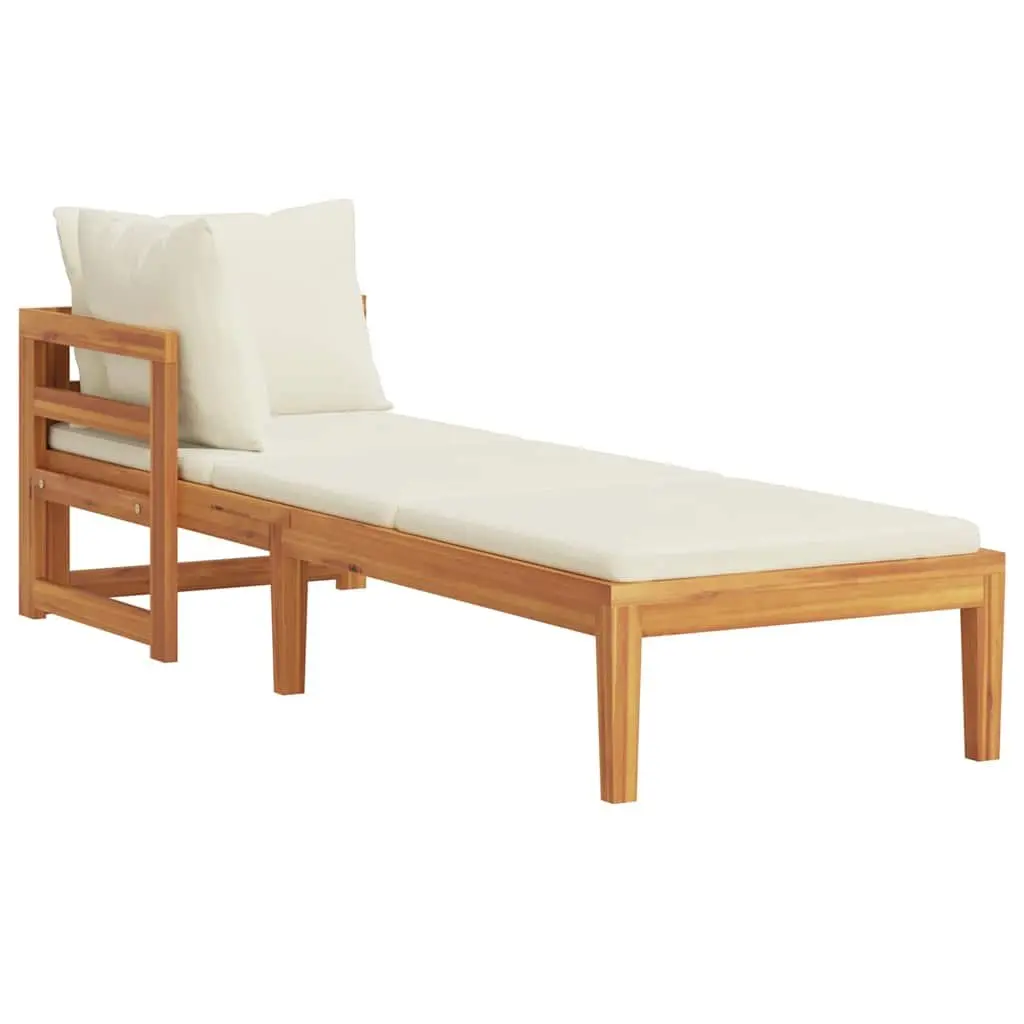 Wooden Sun Lounger Outdoor Garden Sunbed Adjustable Armrest Size