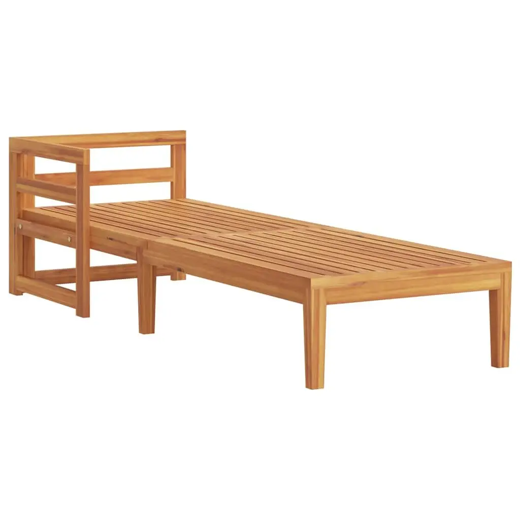 Wooden Sun Lounger Outdoor Garden Sunbed Adjustable Armrest Size