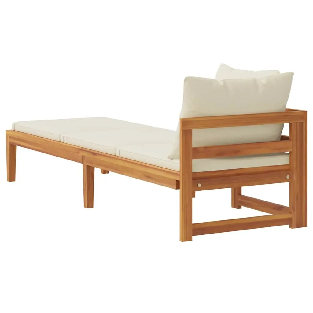 Wooden Sun Lounger Outdoor Garden Sunbed Adjustable Armrest Size