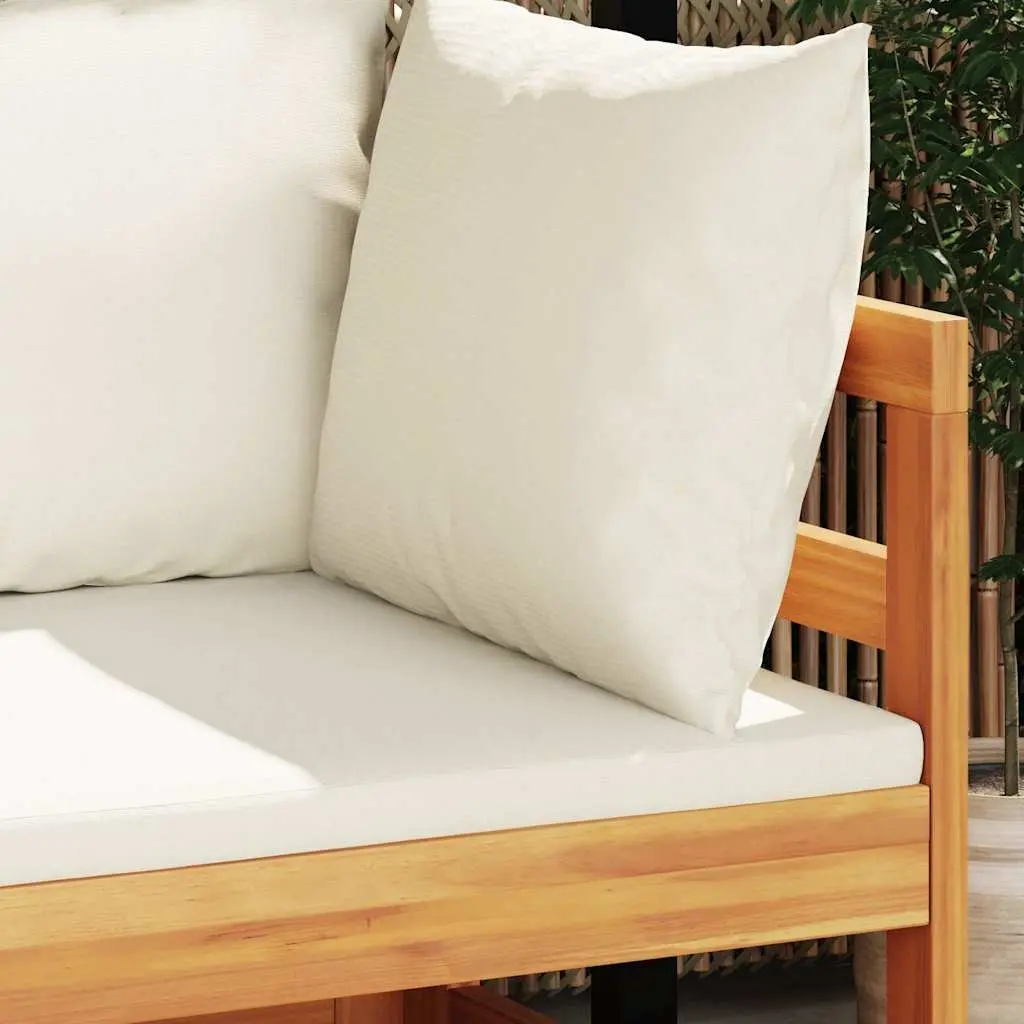Outdoor Corner Sofa Garden Acacia Wood with Cream Cushions