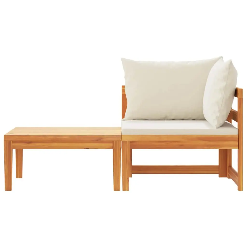 Outdoor Sectional Sofa Lounge Set 2 Piece Garden Furniture Wood Cushions